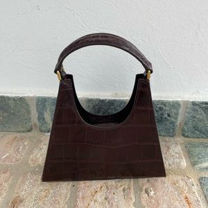 STAUD Mini Rey Crocodile-Embossed Leather Shoulder Bag